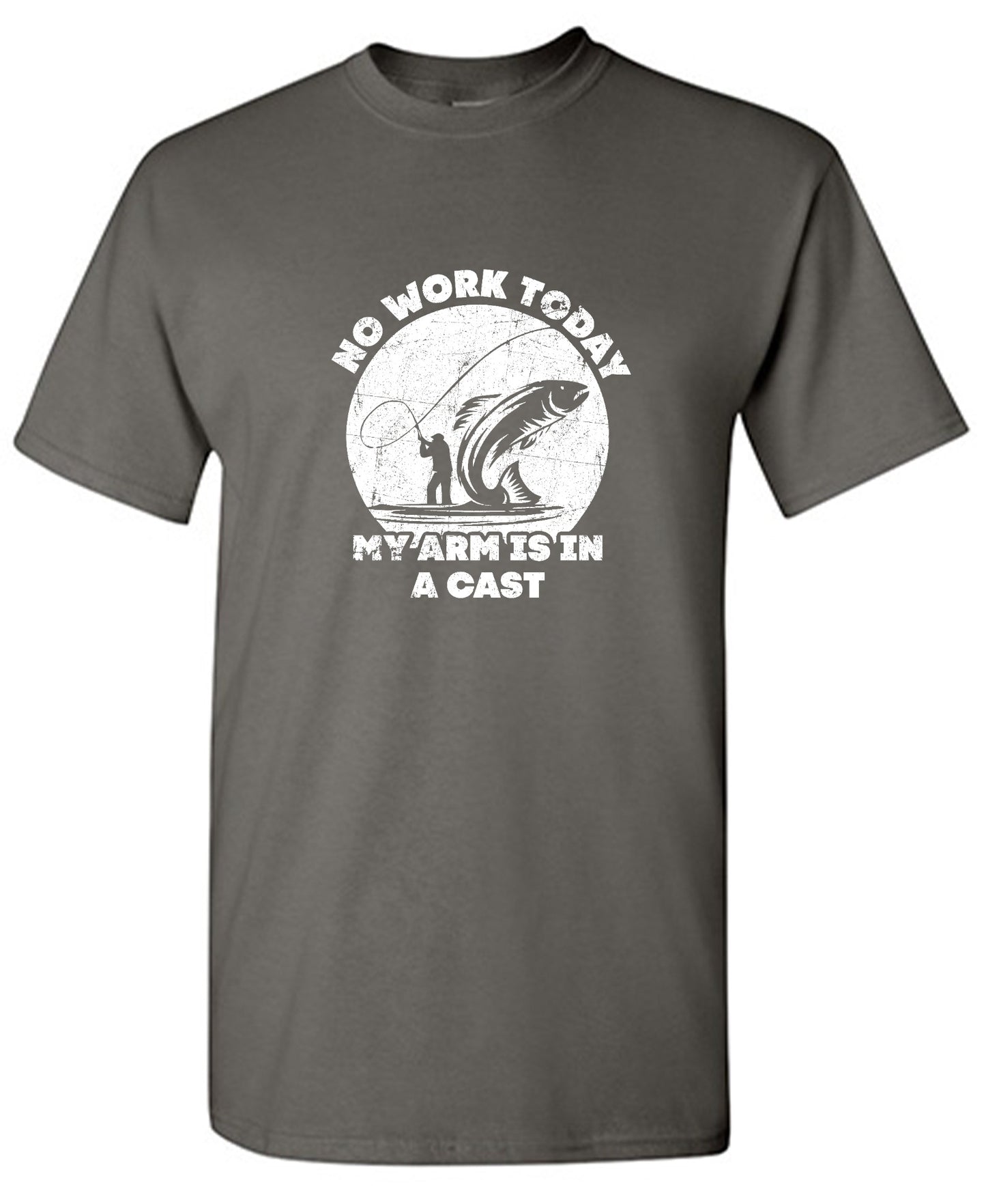 Funny T-Shirts design "No Work Today My Arm is in a Cast - Fathers Day Shirt - Ring Spun Tee"