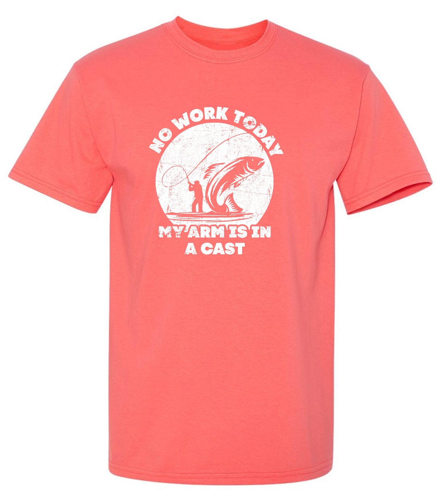 Funny T-Shirts design "No Work Today My Arm is in a Cast - Fathers Day Shirt - Ring Spun Tee"