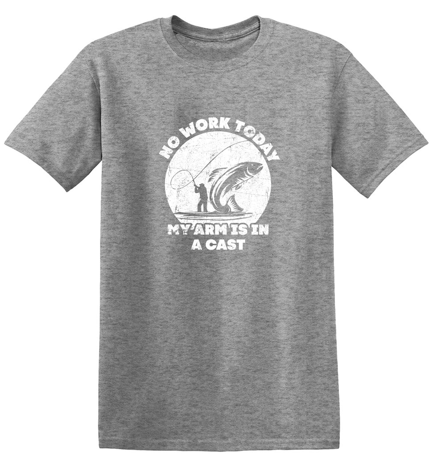 Funny T-Shirts design "No Work Today My Arm is in a Cast - Fathers Day Shirt - Ring Spun Tee"