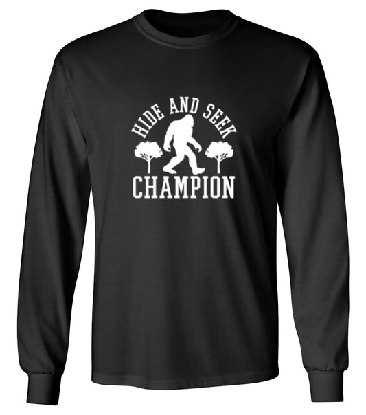 Funny T-Shirts design "Bigfoot - Hide And Seek Champion - Long Sleeve"