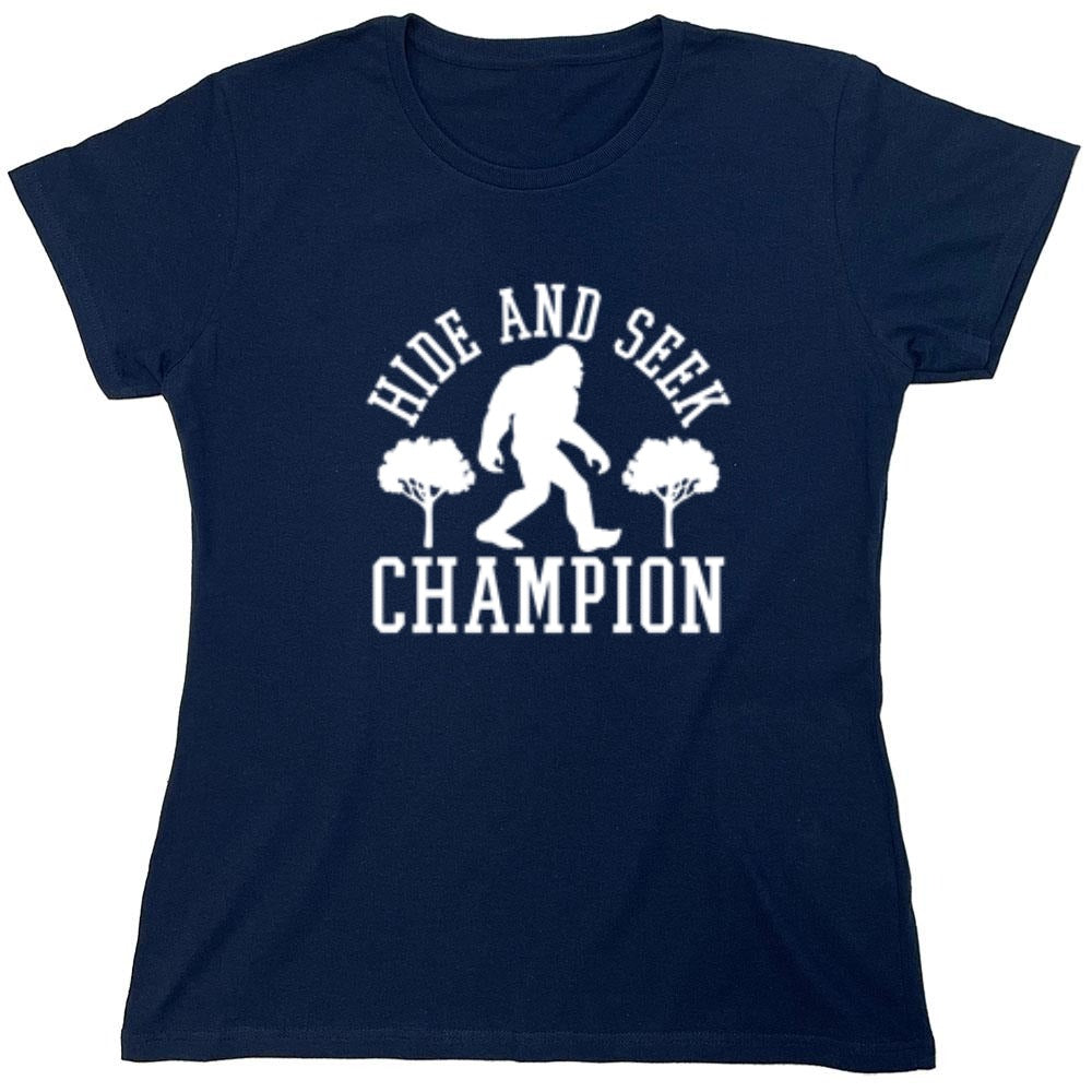 Funny T-Shirts design "Bigfoot - Hide And Seek Champion - Womens"