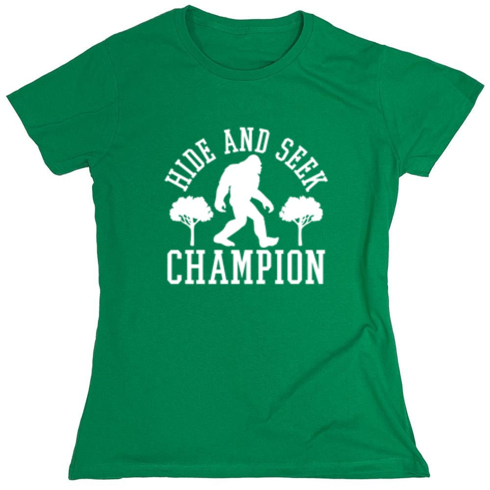Funny T-Shirts design "Bigfoot - Hide And Seek Champion - Womens"