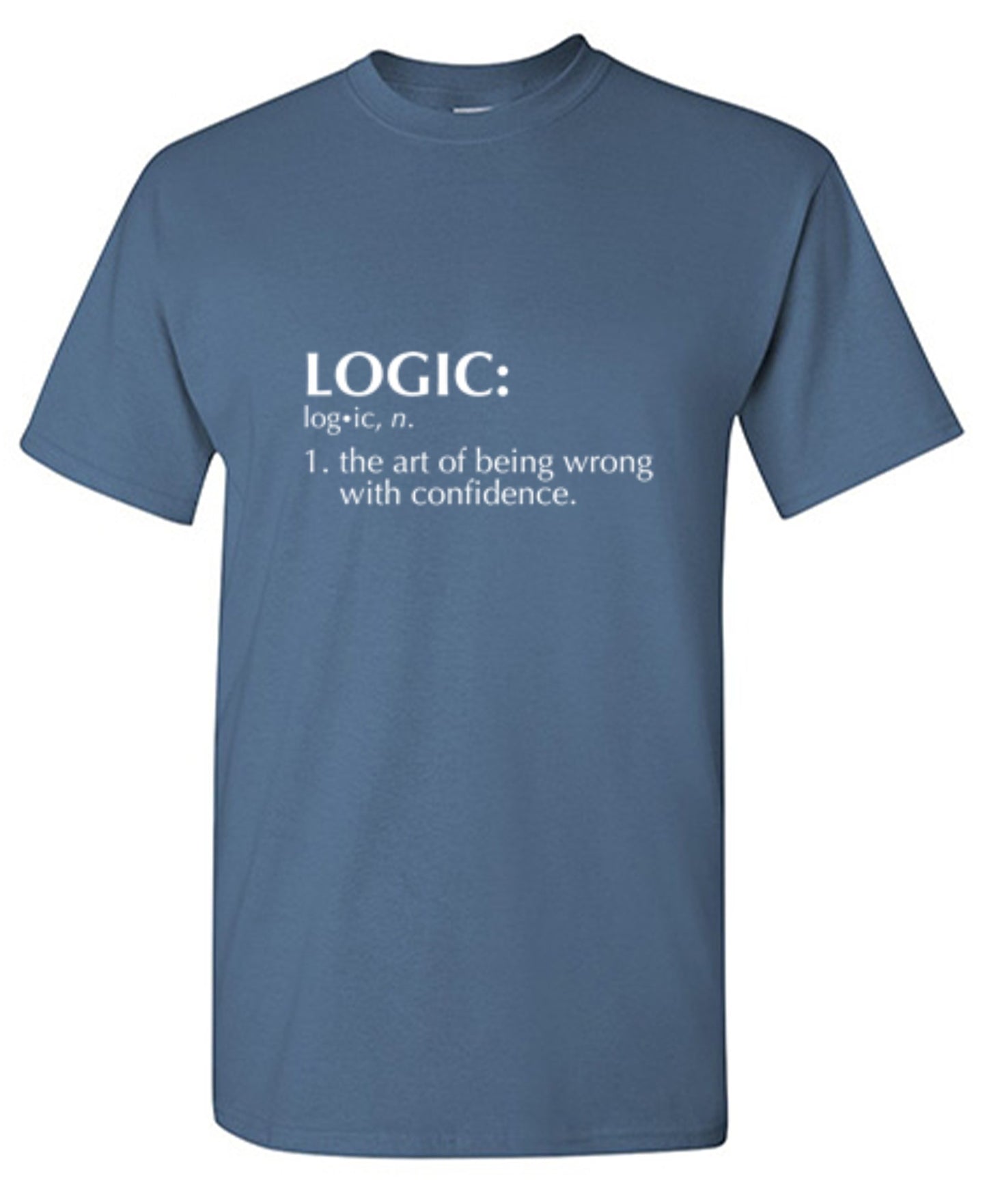 Funny T-Shirts design "Logic: The Art Of Being Wrong With Confidence"
