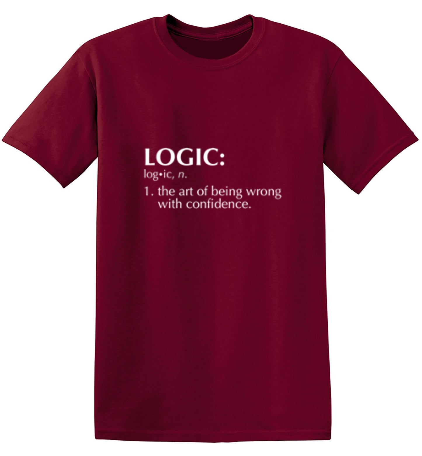 Funny T-Shirts design "Logic: The Art Of Being Wrong With Confidence"