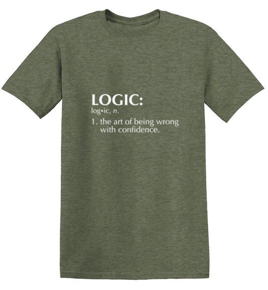 Funny T-Shirts design "Logic: The Art Of Being Wrong With Confidence"