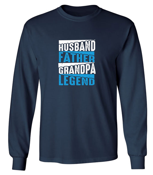 Funny T-Shirts design "Husband Father Grandpa Legend Fathers Day T-Shirt - Long Sleeve"