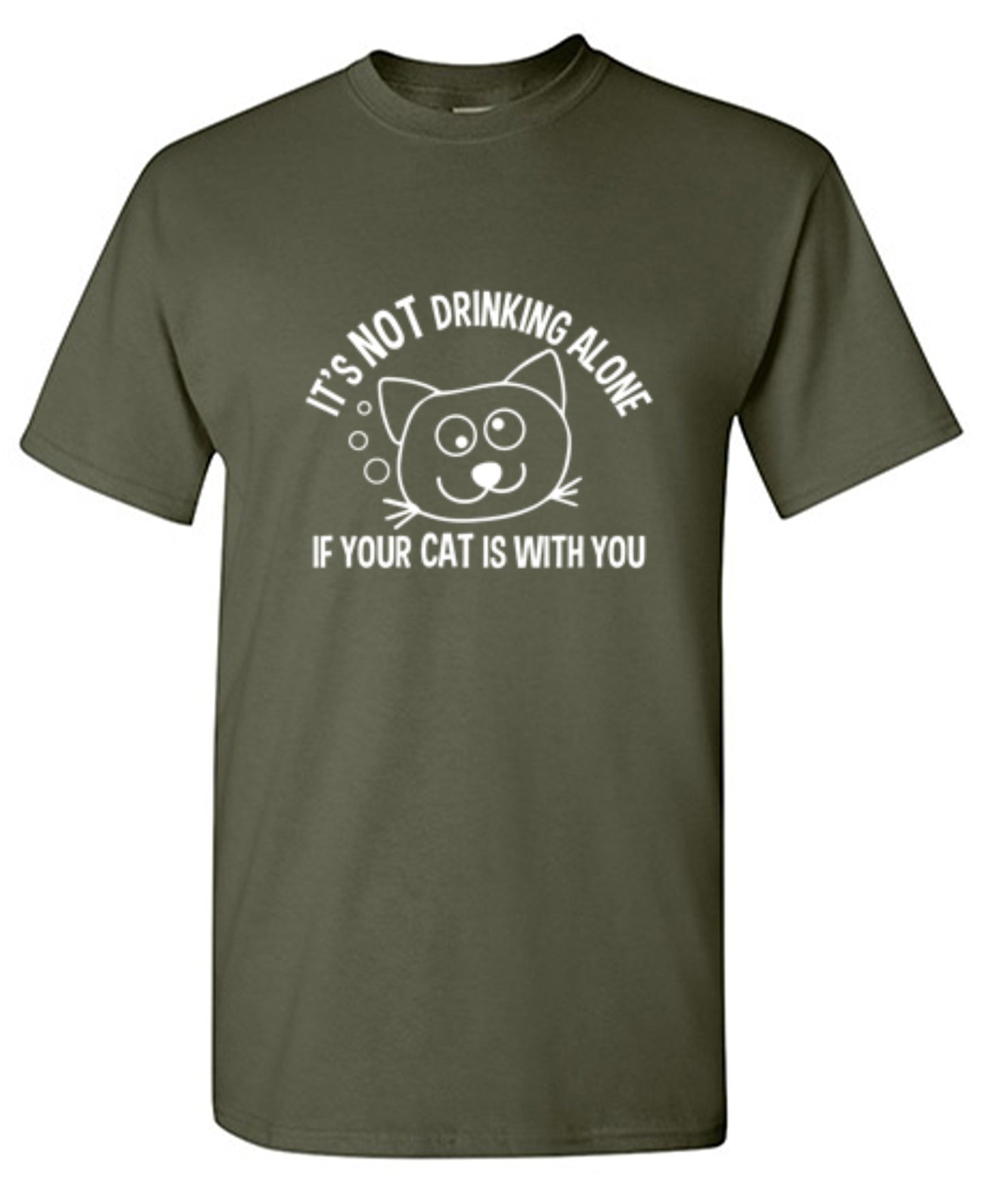 Funny T-Shirts design "It's Not Drinking Alone If Your Cat Is With You T-Shirt - Tall Tee"