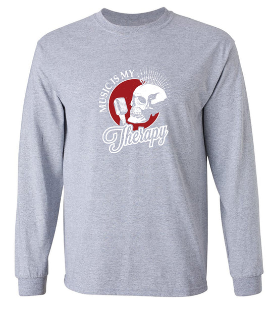 Funny T-Shirts design "Music is My Therapy Shirt - Long Sleeve"