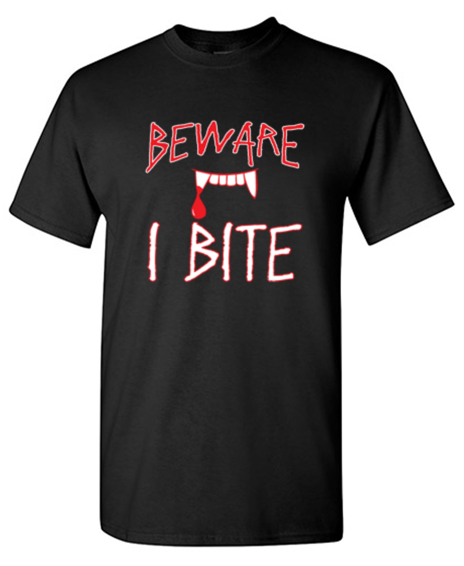 Funny T-Shirts design "Beware I Bite"
