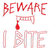 Funny T-Shirts design "Beware I Bite"