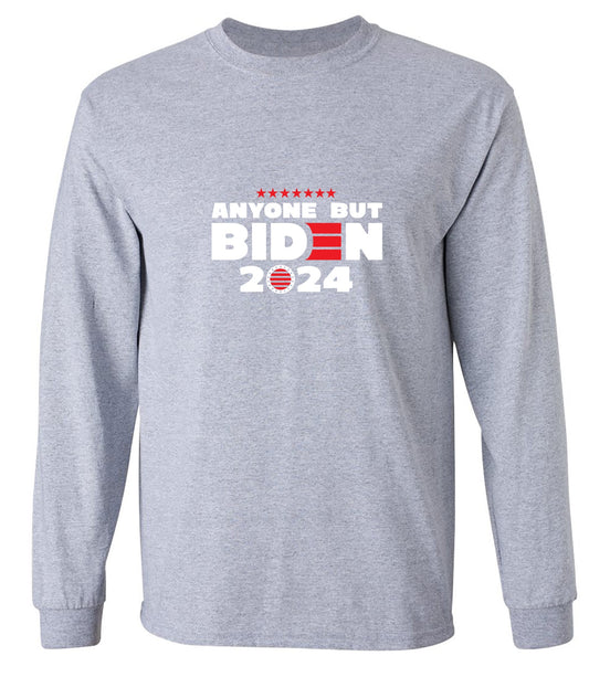 Funny T-Shirts design "Anyone but Biden 2024 Political T-Shirt - Long Sleeve"