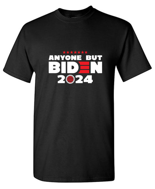 Funny T-Shirts design "Anyone but Biden 2024 Political T-Shirt - Ring Spun Tee"