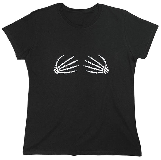 Funny T-Shirts design "Skeleton Hands On Boobs T-Shirt - Womens"