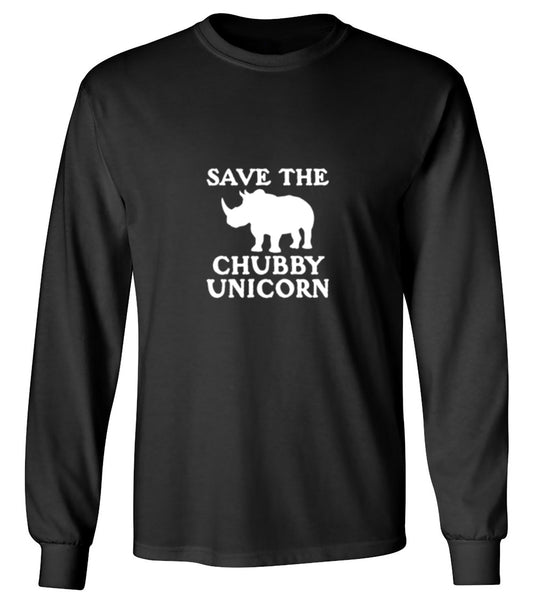 Funny T-Shirts design "Save The Chubby Unicorn - Long Sleeve"
