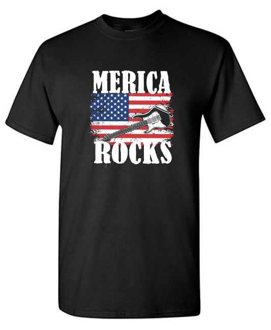 Funny T-Shirts design "Merica Rocks - Fourth of July Shirt - Tall Tee"