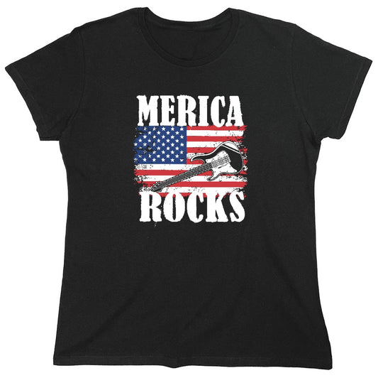 Funny T-Shirts design "Merica Rocks - Fourth of July Shirt - Womens"