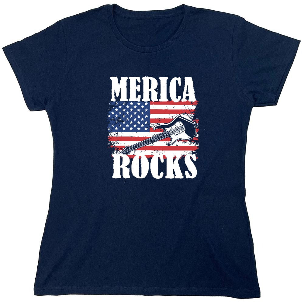 Funny T-Shirts design "Merica Rocks - Fourth of July Shirt - Womens"