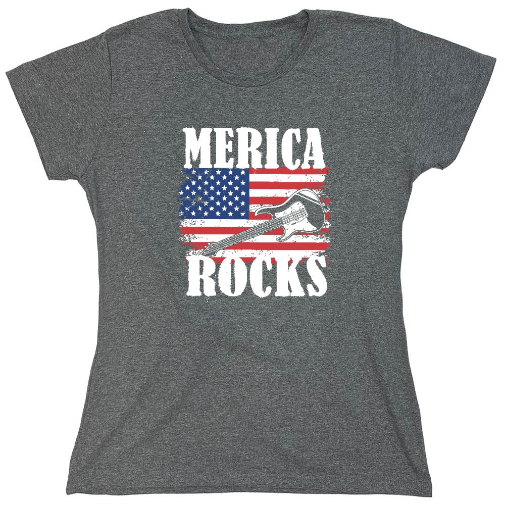 Funny T-Shirts design "Merica Rocks - Fourth of July Shirt - Womens"