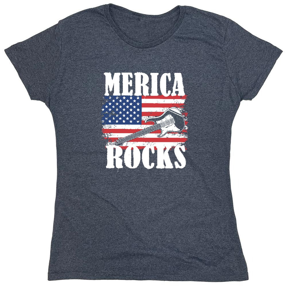 Funny T-Shirts design "Merica Rocks - Fourth of July Shirt - Womens"
