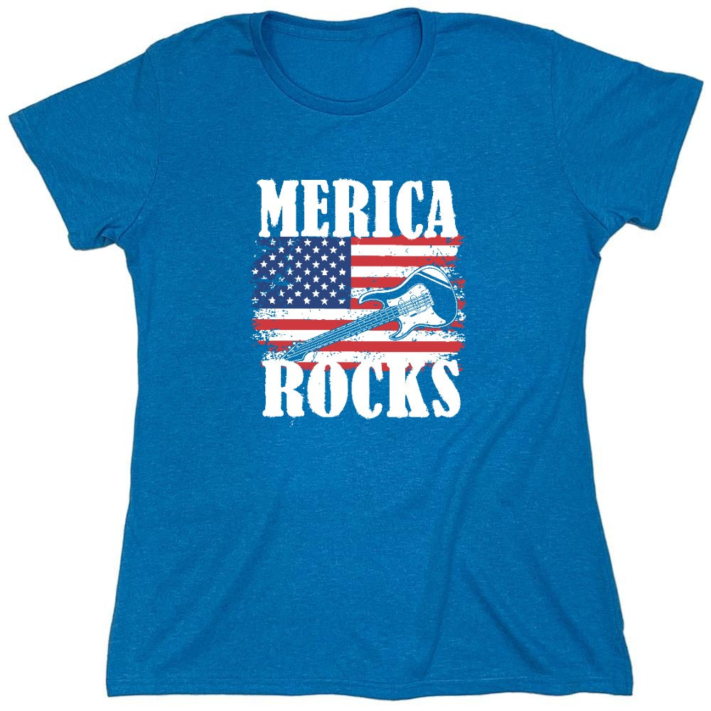 Funny T-Shirts design "Merica Rocks - Fourth of July Shirt - Womens"