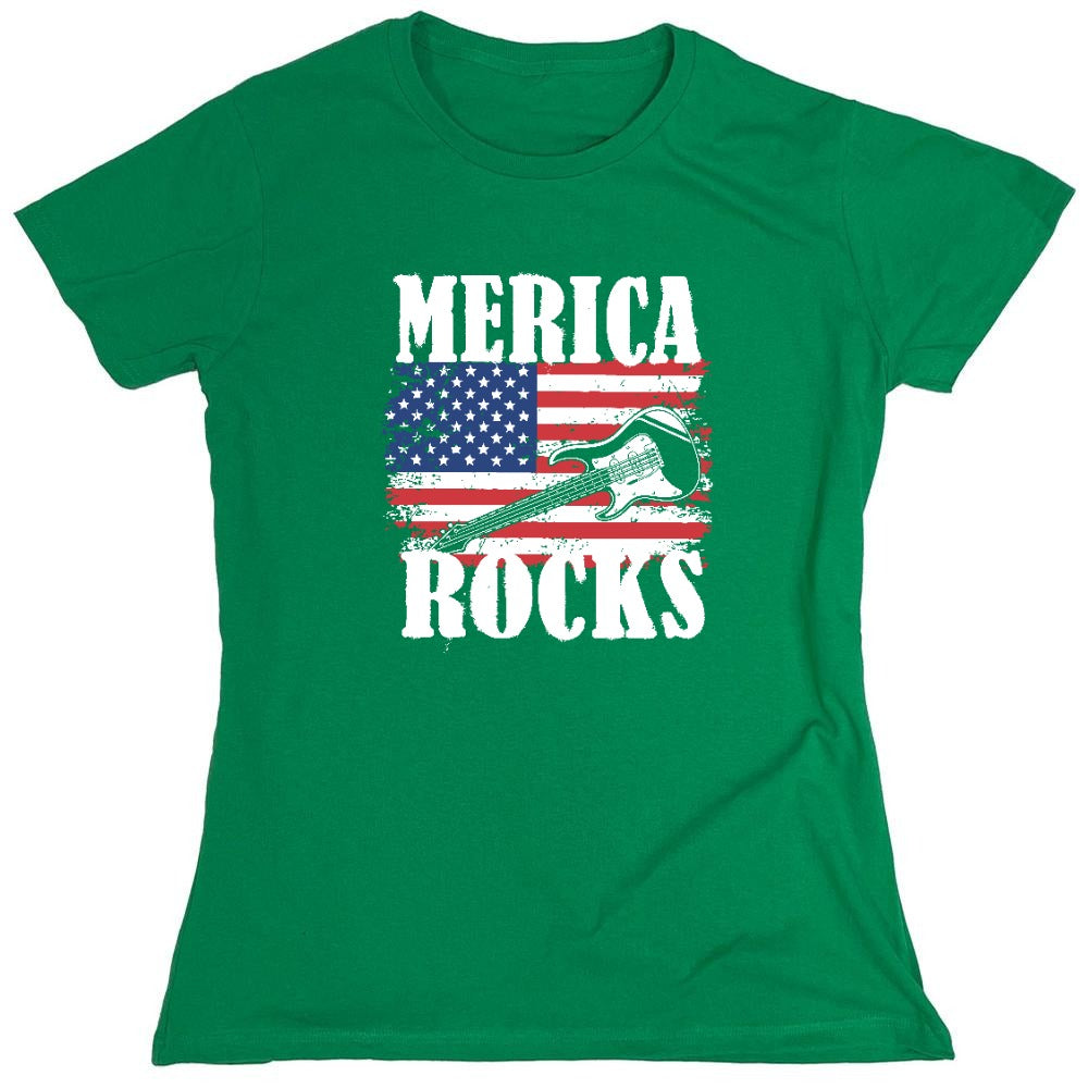 Funny T-Shirts design "Merica Rocks - Fourth of July Shirt - Womens"