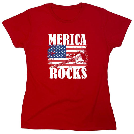Funny T-Shirts design "Merica Rocks - Fourth of July Shirt - Womens"
