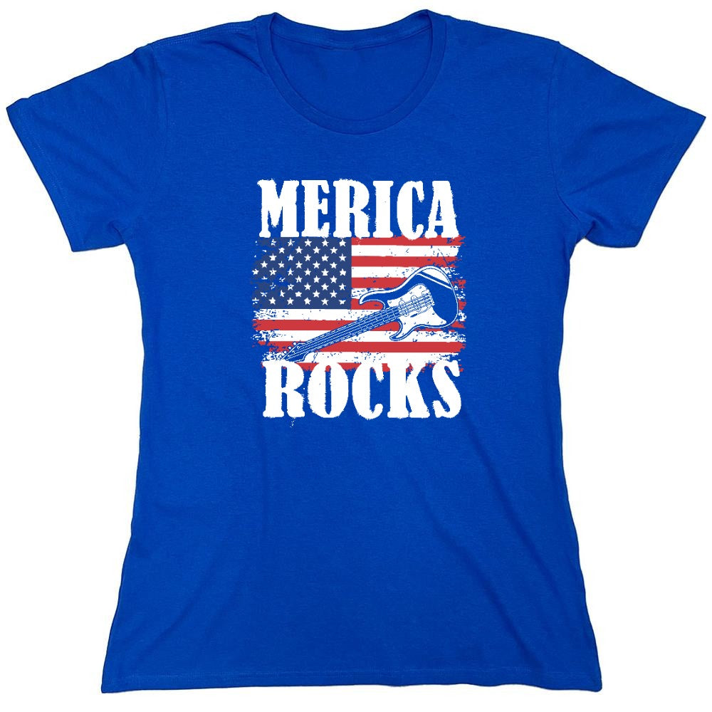 Funny T-Shirts design "Merica Rocks - Fourth of July Shirt - Womens"