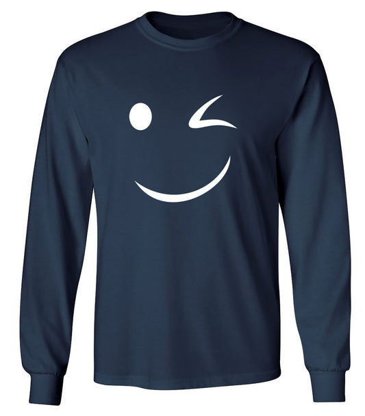 Funny T-Shirts design "Wink Smile - Long Sleeve"