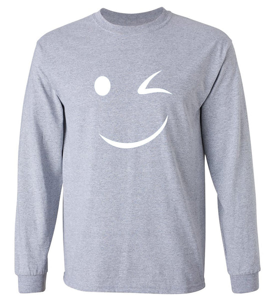 Funny T-Shirts design "Wink Smile - Long Sleeve"