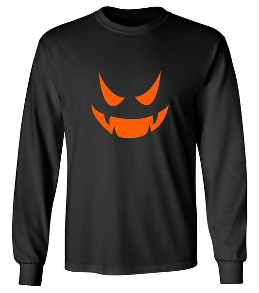 Funny T-Shirts design "Vampire Pumpkin Emoticon T-Shirt - Long Sleeve"