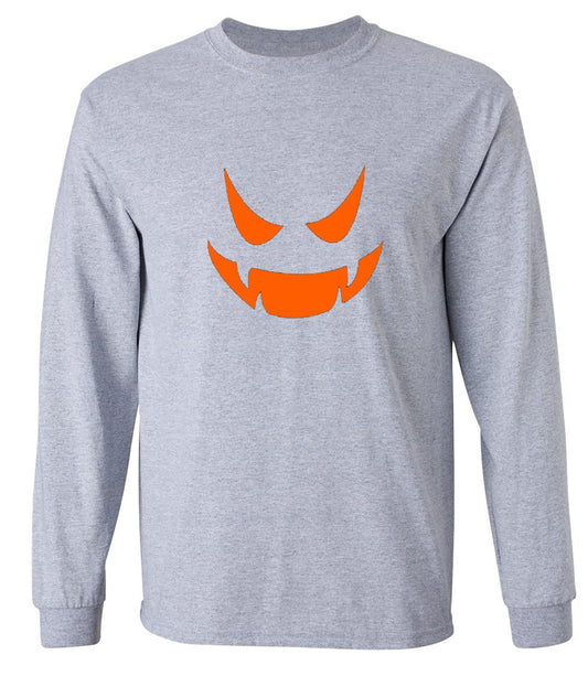Funny T-Shirts design "Vampire Pumpkin Emoticon T-Shirt - Long Sleeve"