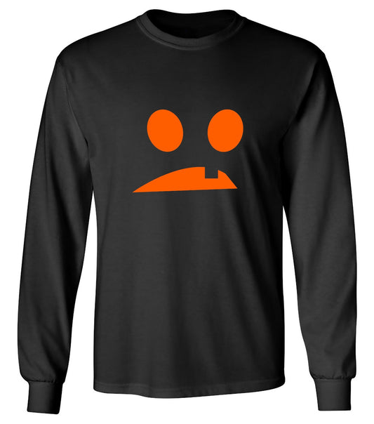 Funny T-Shirts design "Goofy Pumpkin Emoticon - Long Sleeve"