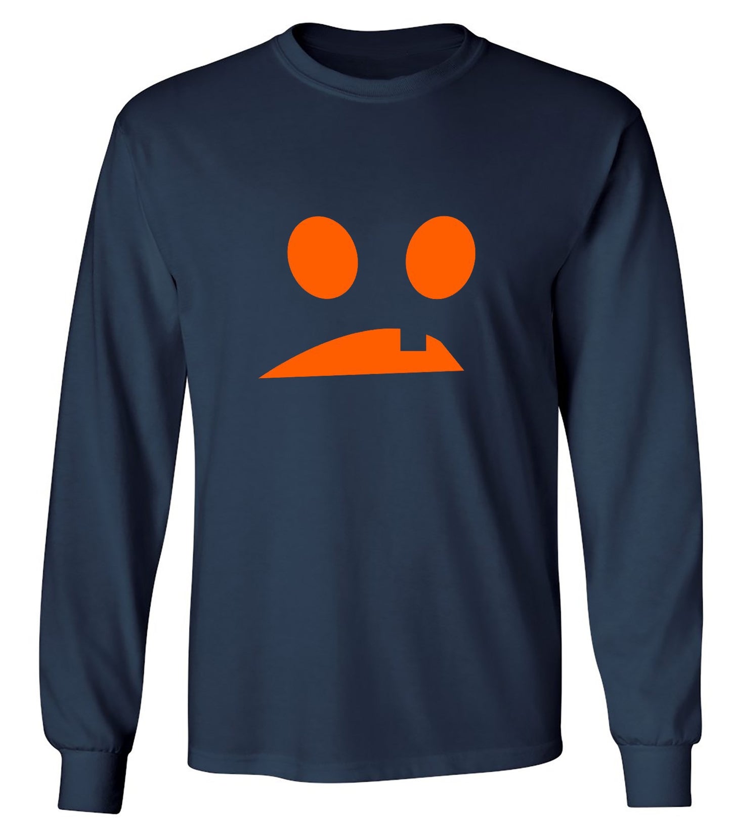 Funny T-Shirts design "Goofy Pumpkin Emoticon - Long Sleeve"