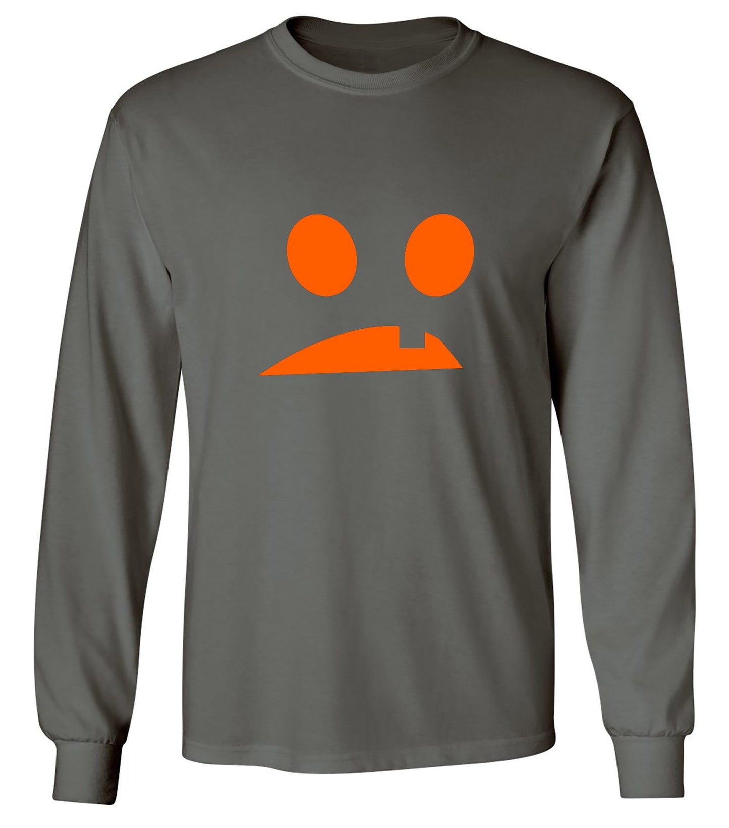 Funny T-Shirts design "Goofy Pumpkin Emoticon - Long Sleeve"