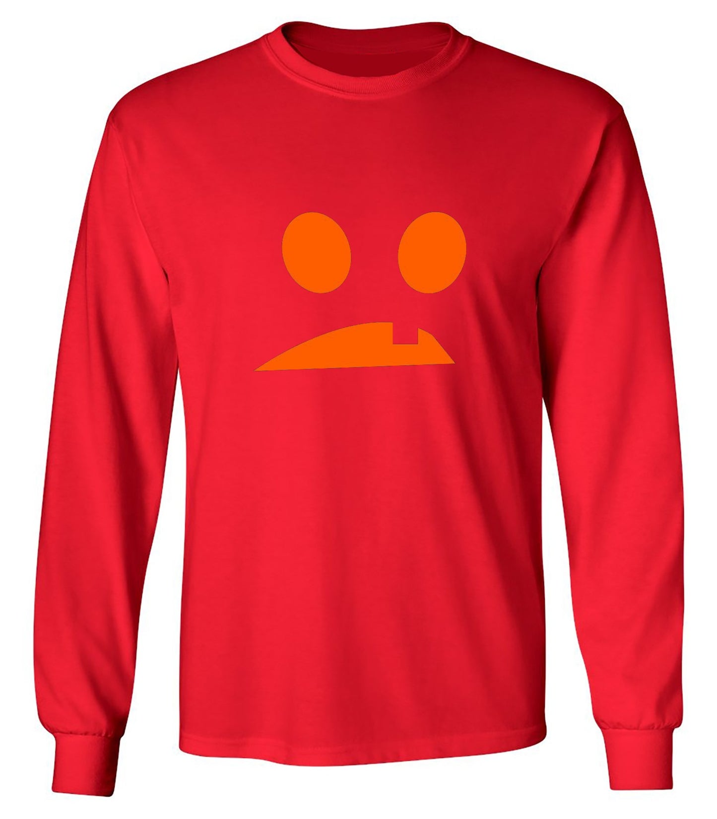 Funny T-Shirts design "Goofy Pumpkin Emoticon - Long Sleeve"
