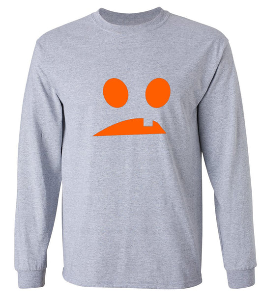 Funny T-Shirts design "Goofy Pumpkin Emoticon - Long Sleeve"