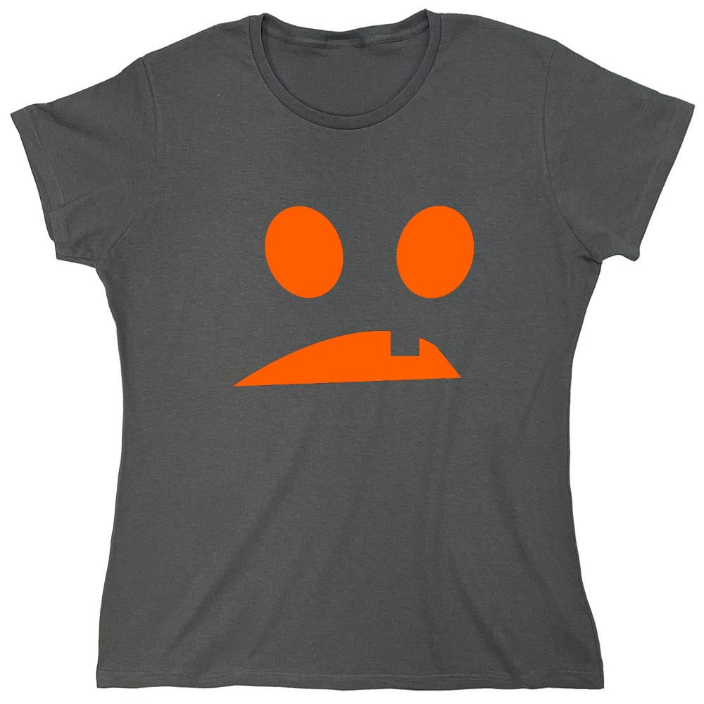 Funny T-Shirts design "Goofy Pumpkin Emoticon - Womens"