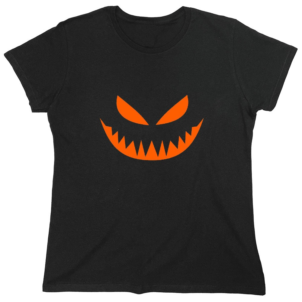 Funny T-Shirts design "Mean Pumpkin Emoticon - Womens"
