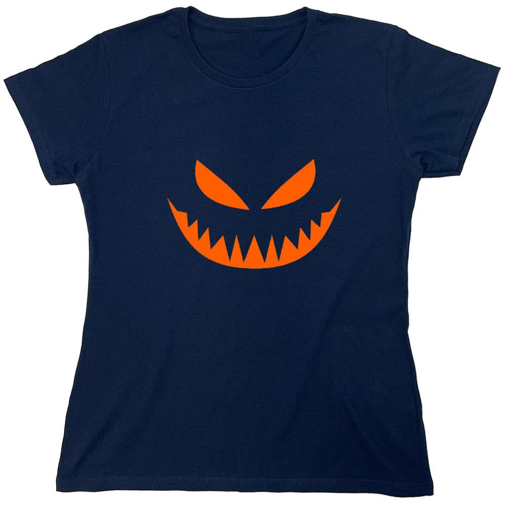 Funny T-Shirts design "Mean Pumpkin Emoticon - Womens"