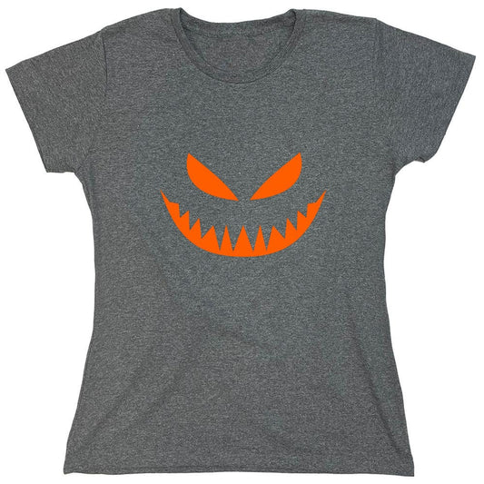 Funny T-Shirts design "Mean Pumpkin Emoticon - Womens"