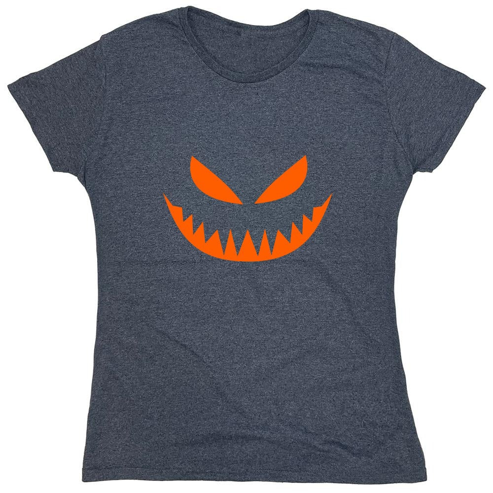 Funny T-Shirts design "Mean Pumpkin Emoticon - Womens"
