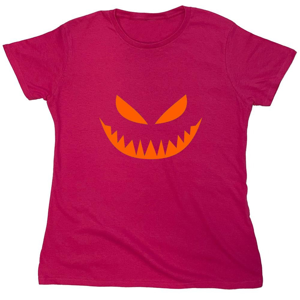 Funny T-Shirts design "Mean Pumpkin Emoticon - Womens"