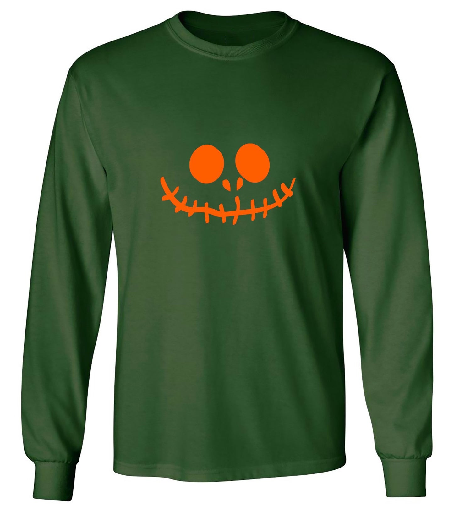 Funny T-Shirts design "Stitched Pumpkin Emoticon T-Shirt - Long Sleeve"