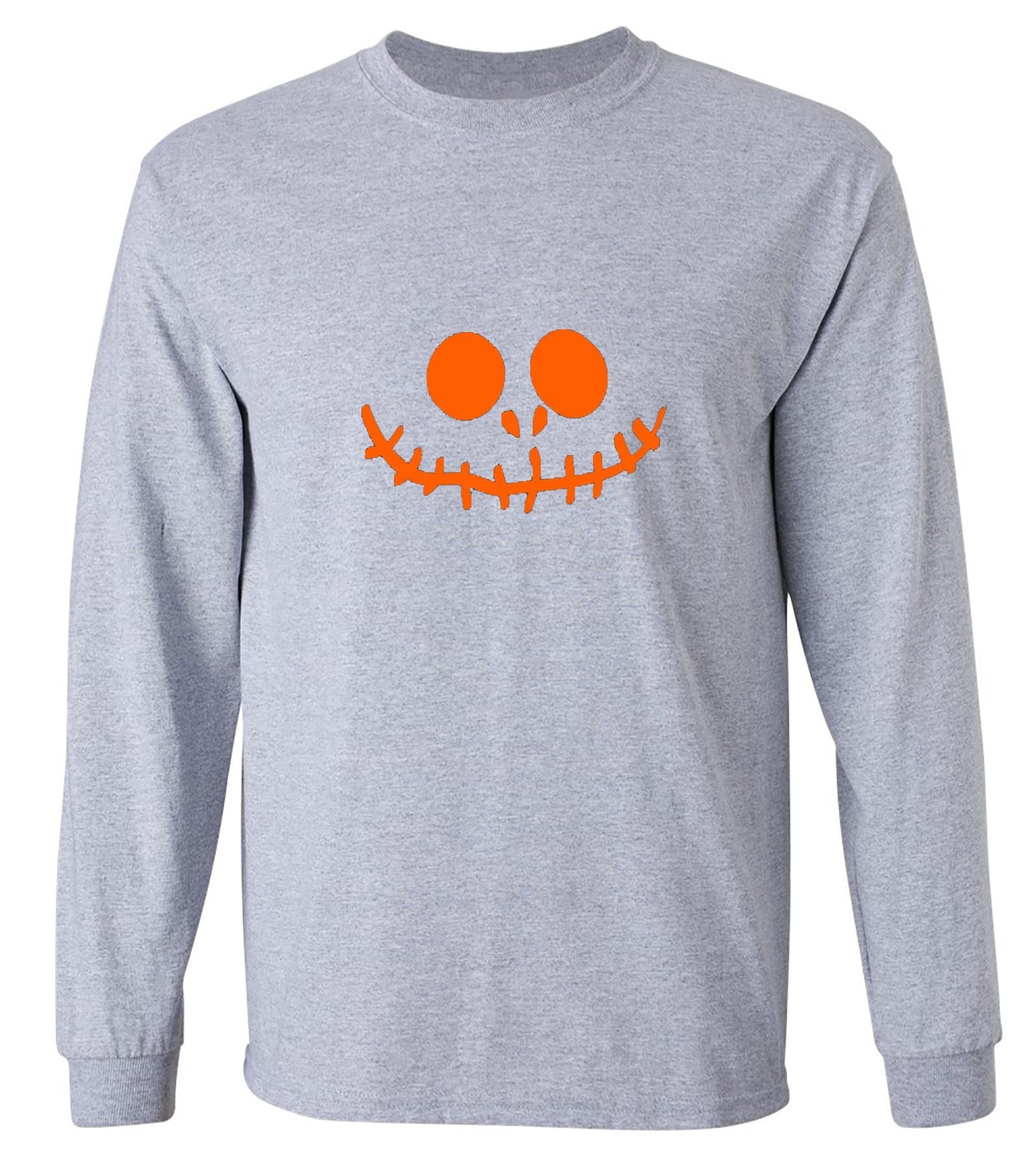 Funny T-Shirts design "Stitched Pumpkin Emoticon T-Shirt - Long Sleeve"