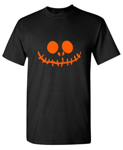 Funny T-Shirts design "Stitched Pumpkin Emoticon"