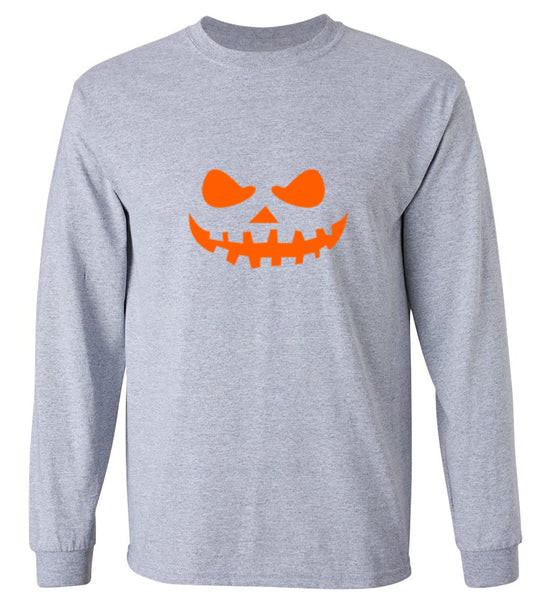 Funny T-Shirts design "Teeth Pumpkin Emoticon T-Shirt - Long Sleeve"
