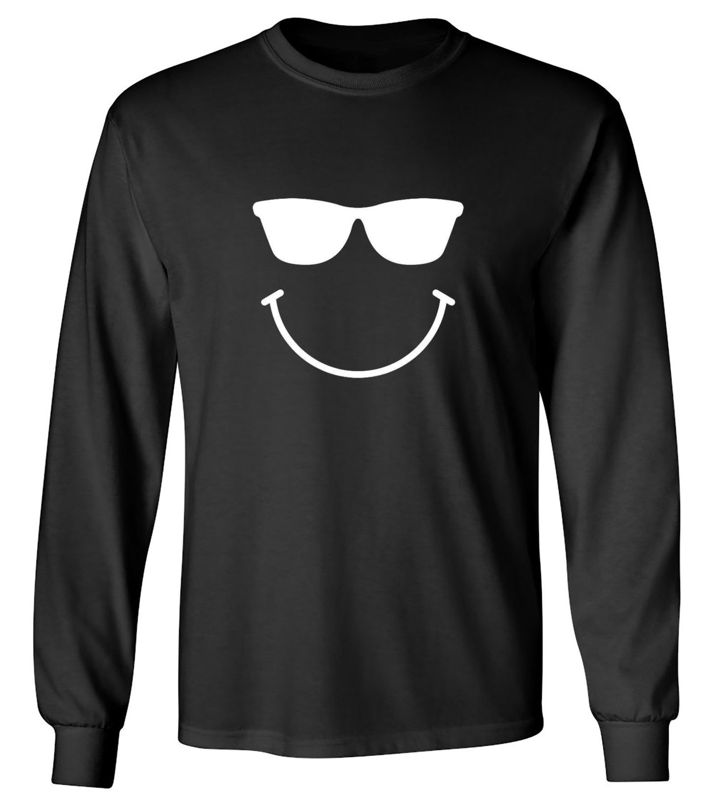 Funny T-Shirts design "Sunglasses Smile Face Emoticon - Long Sleeve"
