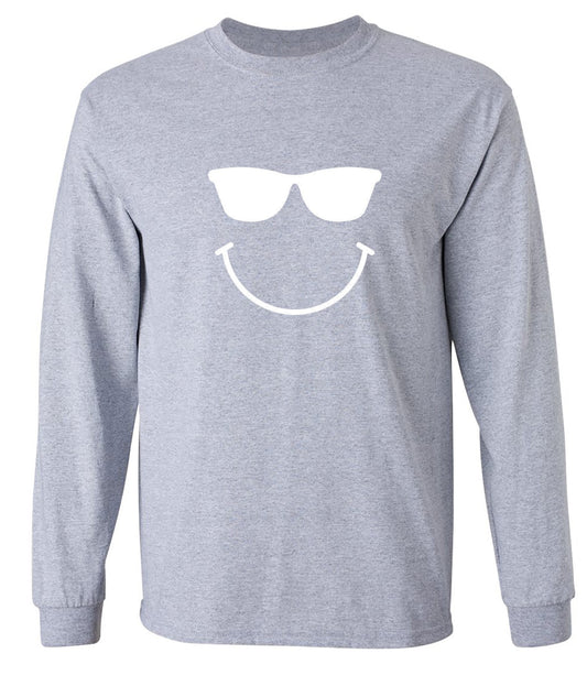 Funny T-Shirts design "Sunglasses Smile Face Emoticon - Long Sleeve"
