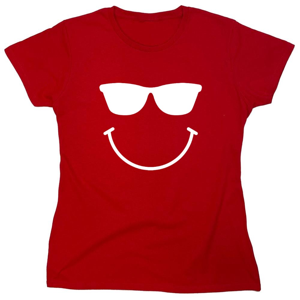 Funny T-Shirts design "Sunglasses Smile Face Emoticon - Womens"
