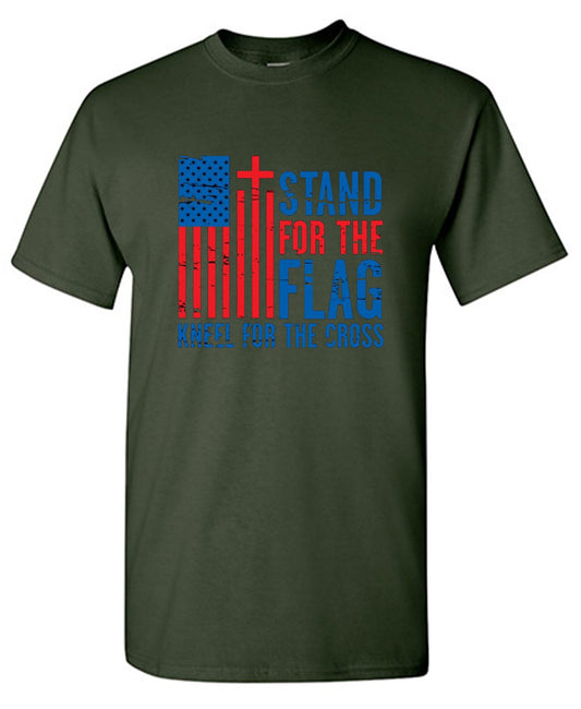 Funny T-Shirts design "Stand For The Flag Kneel For The Cross Shirt!"